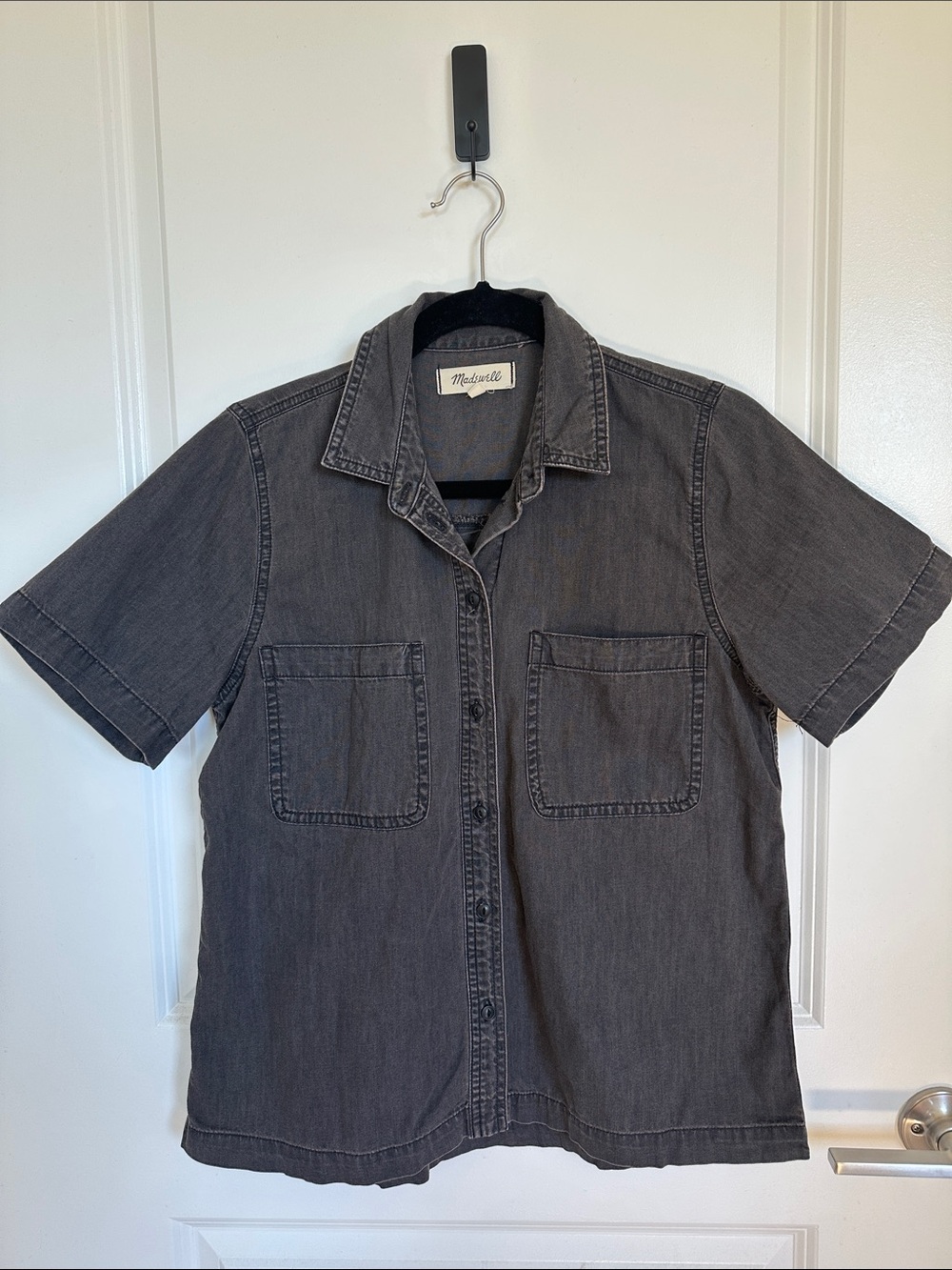 Madewell Washed Black Short-Sleeve Button-Down Shirt